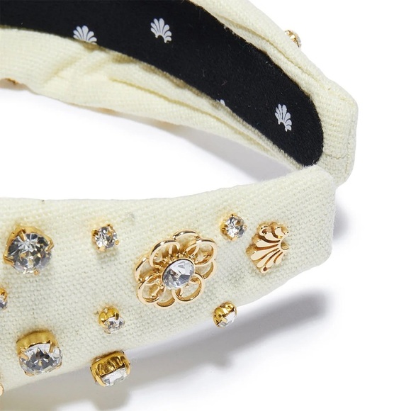 NWT Lele Sadoughi Marigold Crystal Embellished Knotted Headband Ivory main image 9